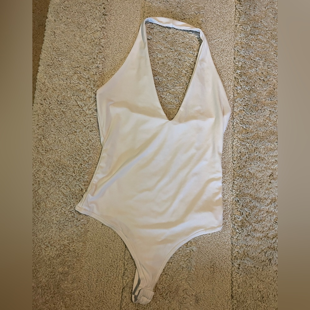 Fashion Nova White Plunge Bodysuit